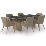Vidaxl ensemble � d�ner de jardin 7 pcs r�sine tress�e marron