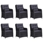 Vidaxl ensemble � d�ner de jardin 7 pcs r�sine tress�e noir