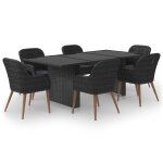 Vidaxl ensemble  dner de jardin 7 pcs rsine tresse noir