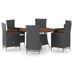Vidaxl ensemble  dner de jardin 7pcs et coussins rsine tresse noir