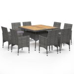 Vidaxl ensemble  dner de jardin 9 pcs rsine tresse et acacia gris