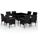 Vidaxl ensemble  dner de jardin 9 pcs rsine tresse et acacia noir