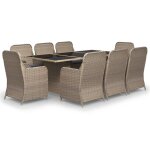 Vidaxl ensemble  dner de jardin 9 pcs rsine tresse marron