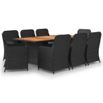 Vidaxl ensemble � d�ner de jardin 9 pcs r�sine tress�e noir