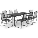 Vidaxl ensemble  dner de jardin 9 pcs rotin pvc noir