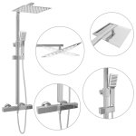 Vidaxl ensemble de douche à deux têtes et thermostat acier inoxydable Vidaxl ensemble de douche à deux têtes et thermostat acier inoxydable