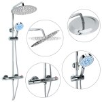 Vidaxl ensemble de douche à deux têtes et thermostat acier inoxydable Vidaxl ensemble de douche à deux têtes et thermostat acier inoxydable