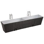 Vidaxl ensemble de jardinières de balcon trapèze rotin 80cm 2 pcs noir Vidaxl ensemble de jardinières de balcon trapèze rotin 80cm 2 pcs noir