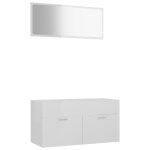 Vidaxl ensemble de meubles de bain 2 pcs blanc brillant agglomr