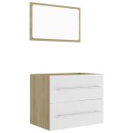 Vidaxl ensemble de meubles de bain 2 pcs blanc / chne sonoma agglomr