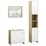 Vidaxl ensemble de meubles de bain 3 pcs blanc chêne sonoma aggloméré Vidaxl ensemble de meubles de bain 3 pcs blanc chêne sonoma aggloméré