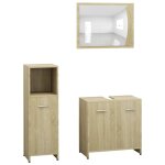 Vidaxl ensemble de meubles de bain 3 pcs chne sonoma agglomr