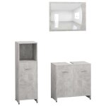 Vidaxl ensemble de meubles de bain 3 pcs gris bton agglomr
