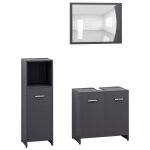 Vidaxl ensemble de meubles de bain 3 pcs gris brillant agglomr