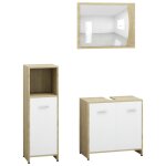 Vidaxl ensemble de meubles de bain 3pcs blanc chne sonoma agglomr