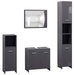Vidaxl ensemble de meubles de bain 4 pcs gris brillant aggloméré Vidaxl ensemble de meubles de bain 4 pcs gris brillant aggloméré