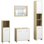 Vidaxl ensemble de meubles de bain 4pcs blanc chne sonoma agglomr