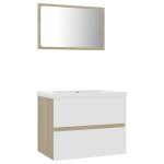 Vidaxl ensemble de meubles de bain blanc et chne sonoma agglomr