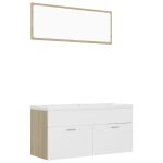 Vidaxl ensemble de meubles de bain blanc et chne sonoma agglomr