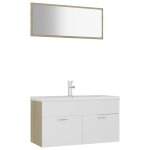 Vidaxl ensemble de meubles de bain blanc et chne sonoma agglomr