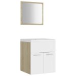 Vidaxl ensemble de meubles de bain blanc et chne sonoma agglomr