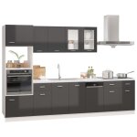 Vidaxl ensemble de meubles de cuisine 7 pcs gris brillant agglomr