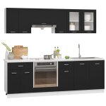 Vidaxl ensemble de meubles de cuisine 8 pcs noir agglomr