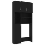 Vidaxl ensemble de meuble pour machine  laver noir agglomr