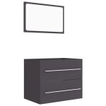 Vidaxl ensemble de meubles de salle de bain 2 pcs gris agglomr