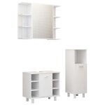 Vidaxl ensemble de meubles de salle de bain 3 pcs blanc agglomr