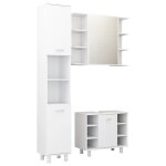 Vidaxl ensemble de meubles de salle de bain 3 pcs blanc agglomr