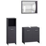 Vidaxl ensemble de meubles de salle de bain 3 pcs gris agglomr