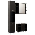 Vidaxl ensemble de meubles de salle de bain 3 pcs noir agglomr