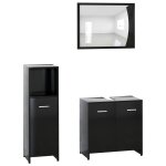 Vidaxl ensemble de meubles de salle de bain 3 pcs noir agglomr