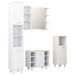 Vidaxl ensemble de meubles de salle de bain 4 pcs blanc agglomr