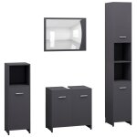 Vidaxl ensemble de meubles de salle de bain 4 pcs gris agglomr