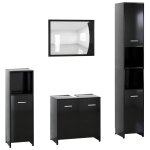 Vidaxl ensemble de meubles de salle de bain 4 pcs noir agglomr