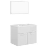 Vidaxl ensemble de meubles de salle de bain blanc brillant agglomr