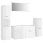 Vidaxl ensemble de meubles de salle de bain blanc brillant agglomr