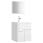 Vidaxl ensemble de meubles de salle de bain blanc brillant agglomr
