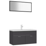 Vidaxl ensemble de meubles de salle de bain gris agglomr