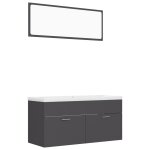 Vidaxl ensemble de meubles de salle de bain gris aggloméré Vidaxl ensemble de meubles de salle de bain gris aggloméré