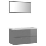 Vidaxl ensemble de meubles de salle de bain gris brillant agglomr