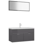 Vidaxl ensemble de meubles de salle de bain gris brillant agglomr