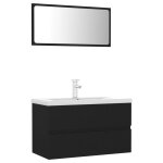 Vidaxl ensemble de meubles de salle de bain noir agglomr