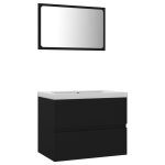Vidaxl ensemble de meubles de salle de bain noir agglomr