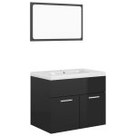 Vidaxl ensemble de meubles de salle de bain noir brillant agglomr