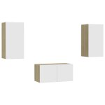 Vidaxl ensemble de meubles tv 3 pcs blanc et chêne sonoma aggloméré Vidaxl ensemble de meubles tv 3 pcs blanc et chêne sonoma aggloméré