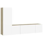 Vidaxl ensemble de meuble tv 3 pcs blanc et chêne sonoma aggloméré Vidaxl ensemble de meuble tv 3 pcs blanc et chêne sonoma aggloméré