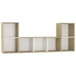 Vidaxl ensemble de meubles tv 3 pcs blanc et chne sonoma agglomr